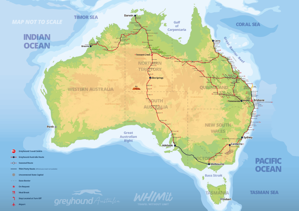 carte bus road-trip côte est australie